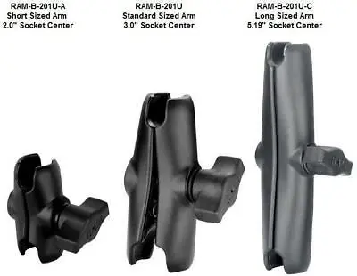 RAM Mount Double Socket Clamp Arm 1  Balls Short Standard Or Long RAM-B-201U • $40