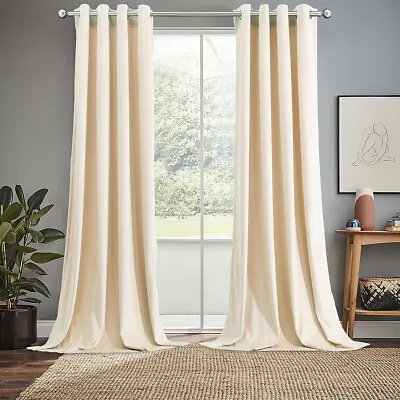 Velvet Window Grommet Curtains Heavyweight  SET OF 2 Panels • $34.99