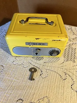 Yellow Metal Cash Box With Lock And Key Lock Box READ   A • $25