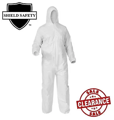 Disposable Polypropylene Coverall With Hood Elastic Cuffs White 2XL Size 25Pcs • $45.84