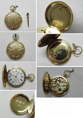 W91 RARE Mid 1800s Antoine LeCoultre 18K Solid YG Key Wind/Set Pocket Watch Runs • $831.25