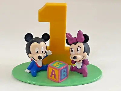 Disney Decopac Baby 1st Birthday Mickey & Minnie Mouse Cake Topper Decoration • $7.17