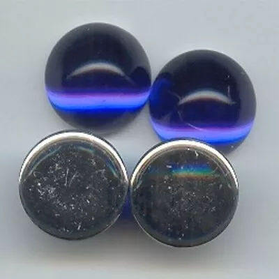 24 VINTAGE SAPPHIRE ACRYLIC 18mm. ROUND HIGH DOME CABOCHONS 7173 • $4.49