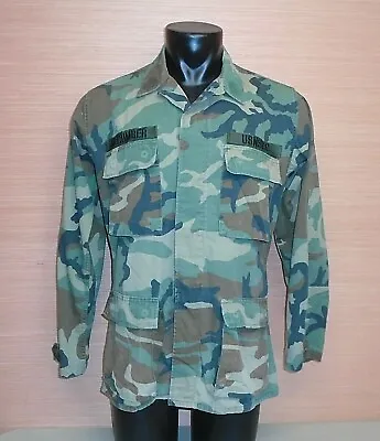 US Military Issue Woodland BDU Camouflage Combat Coat Jacket Size Small Long • $21.99