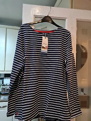 £26 • Buy Joules Womens Harbour Jersey Top. Bnwt. Colour. Navy&white Stripe. Size. 16