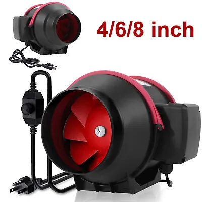 4/6/8  Inline Duct Vent Fan Speed Control HVAC Blower For Grow Tent Hydroponics • $38.99