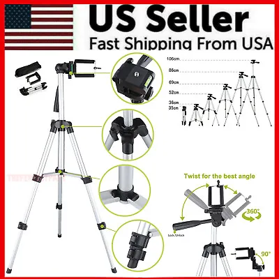 Professional Camera Tripod Stand Holder Mount For IPhone Samsung Cell Phone+ Bag • $10.79