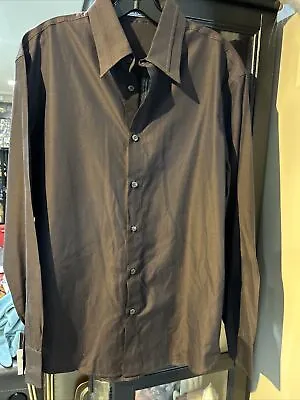Gianni Versace Mens Vtg Dress Shirt Size S/46 Shiny Plum Cotton Italy • $40