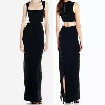 Nicole Miller Womens Black Fiona Structured Jersey Long Gown Dress Size 12 $450 • $139.88