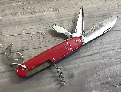 Vintage Imperial Prov USA Red Swiss Army Pocket Camping Knife Crown • $14.69