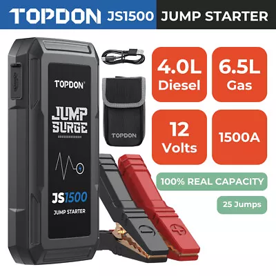 TOPDON JS1500 1500A 12 Volts Battery Booster Jump Starter For Car Truck Boats • $69.99