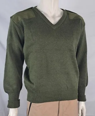 Genuine Surplus British Army Wool Jumper V-Neck Olive Green Loose Fit Grade 1 • £29.99