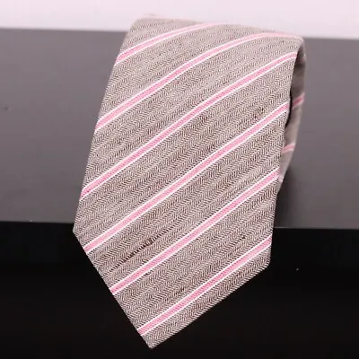 LEDBURY Beige Pink Multi Striped Men’s Cotton/Linen Necktie Tie • $5.49