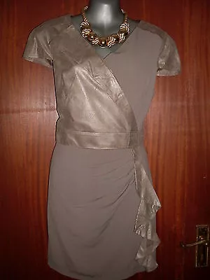 £19.99 • Buy Ladies Brown/Taupe Short Sleeve Shift Dress Size 12