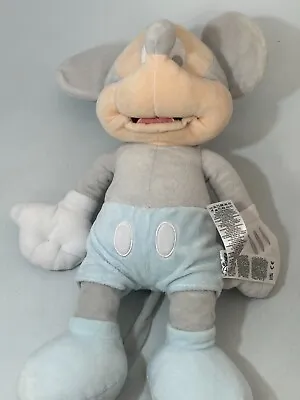 Mickey Mouse Primark Rattle Disney Grey Soft Baby Plush Soft Toy Teddy 43cm#LH • £4.41