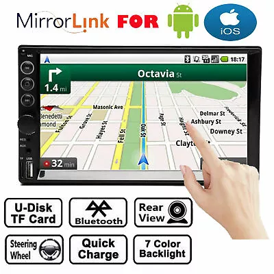 Mirrorlink For GPS Map Double 2Din 7inch Car Stereo Touch Screen Radio Bluetooth • $46.05