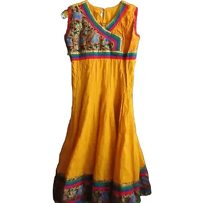 2-4 Vintage Dress GOLDEN EMBROIDERED INDIAN FESTIVAL PEASANT HIPPY Dress • $29.16