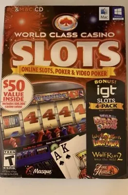 World Class Casino Slots Poker & Video Poker PC And Mac Computer Game Software • $9.36