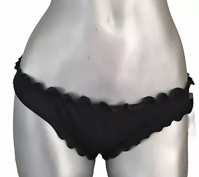 Victorias Secret Ruched Ruffle Cheeky Bikini Swim Bottom Black S Nwt • $24.99