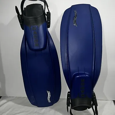 Dacor Pursuit SCUBA Diving Fins With Steel Spring Heel Strap Blue Size XL Italy • $64.99