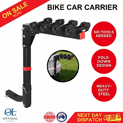 Giantz 4 Bicycle Bike Carrier Rack For Car Rear Hitch Mount 2  Foldable Black AU • $105.54