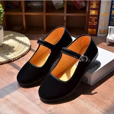 £15.06 • Buy Ladies Flat Pumps Retro Chinese Old Beijing Shoes Mary Jane Ankle Strap Velvet