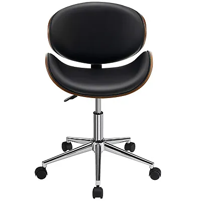 Costway Adjustable Swivel Bentwood Desk Chair Leather Office Chair W/Curved Seat • $89.99
