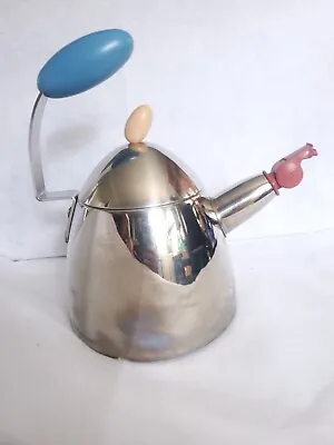 VTG 90s ALESSI MICHAEL GRAVES Stainless Steel Tea Kettle Whistle Spout Teapot • $65