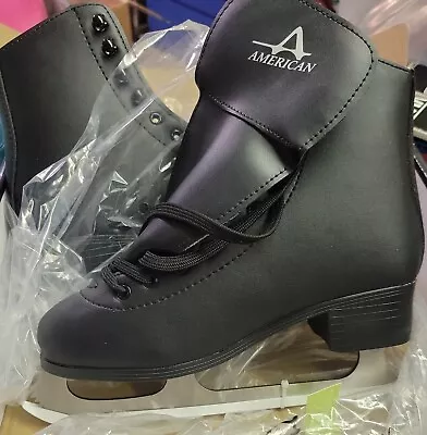 American Athletic Mens Leather Lined Ice Skates Black Size 6 *distressed Pkg • $35