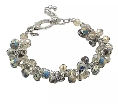 Viva Beads Multi Crystal & Clay Beads Cha Cha Bracelet Silver Tone • $19.99