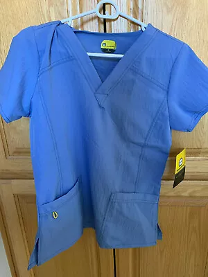 Wonder Wink Scrubs Four Stretch V Neck Top Ceil Blue Size Small Women NWT • $20