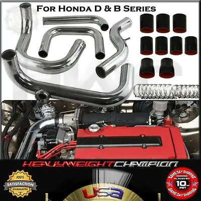 Civic Integra EG EK DC2 SQV Bolt-On Piping Kit Chrome/Black Silicone B18 B16 D16 • $138.80