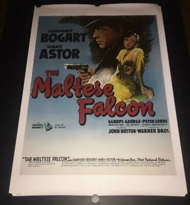 RARE Vintage The Maltese Falcon Movie Poster Litho Humphrey Bogart Vitagraph CR • $170