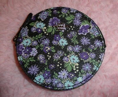 £24.99 • Buy COACH Coated Canvas Round Coin Purse. Black FLORAL Posey Cluster - NEW!