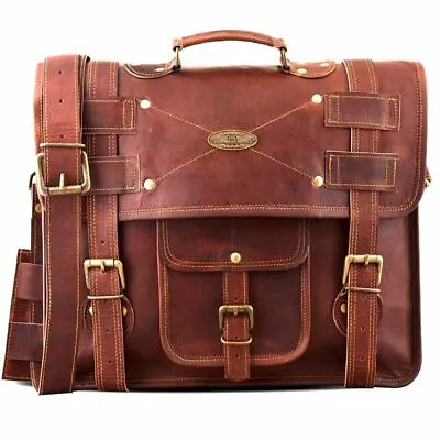 Mens Vintage A1 Quality Leather Laptop Messenger Cross Body Handmade Satchel Bag • $56.92