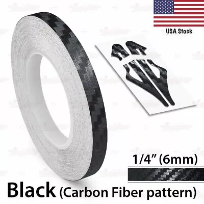 1/4  Roll Vinyl Pinstriping Pin Stripe Line Tape Sticker 6mm CARBON FIBER BLACK • $8.95