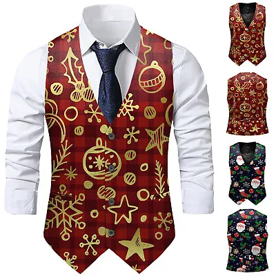 Christmas Waistcoat Christmas Suit With Snowman Snowflake Tree Xmas Vest AU • $10.79