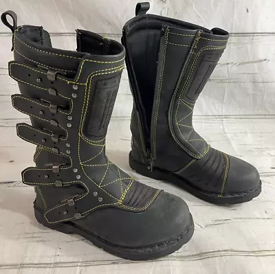 Icon Elsinore Women’s Leather Biker Boots Steal Toe W/Adjustable Straps Sz 7 EUC • $149.99