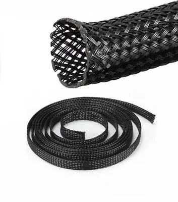 50ft - 1/2 Inch PET Expandable Braided Sleeving – Black – Cable Sleeve Protector • $15.99