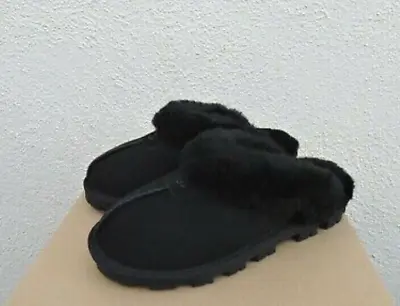 Ugg Coquette Black Suede/ Sheepskin Comfort Slippers Women Us 9/ Eur 40 ~new • $89.95