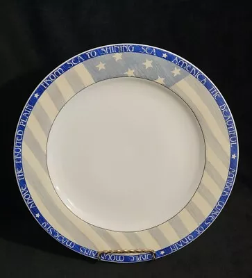 America The Beautiful Dinner Plate Patriotic US Flag Sakura Warren Kimble • $14.02