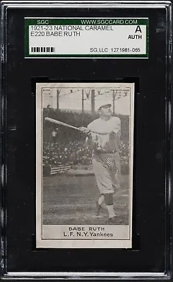 1921-1923 National Caramel E220 Babe Ruth Sgc Auth • $9500