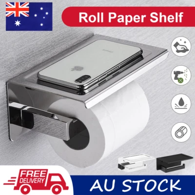 $17.89 • Buy Toilet Paper Roll Holder With Phone Shelf Wall Mounted Brass Tissue Rack AU