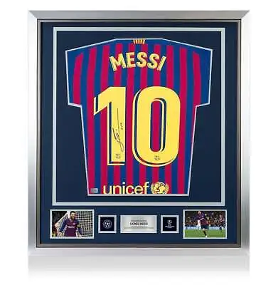 Lionel Messi Official UEFA Champions League Back Signed And Framed FC Barcelona • £2064.99