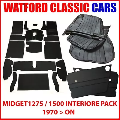 MG Midget Interior Pack - Carpet  / Seat Cover / Door Cards  Black/Black 1970 On • $252.53