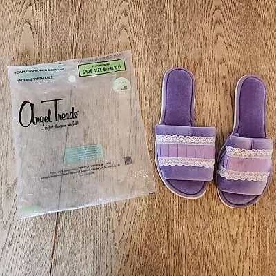 Vintage R.G Barry Angel Treads Women’s Slippers Purple Slides Size 9.5-10.5 Foam • $22.95