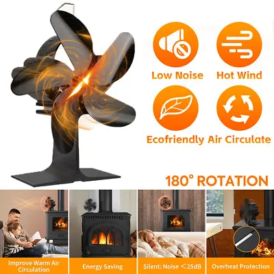 Fireplace Fan Wood Heater Self-Powered Silent Eco Burner Stove Fan Heat Powered • $21.38