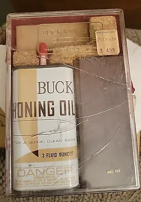 Vintage Buck Knife Honing Oil Kit No. 133 W/ Handy Oiler & 2 Sharpening Stones • $13.10