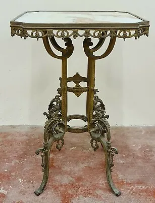 Side Table In Bronze With Marble Top. Empire Style. Xix Century. • $1350