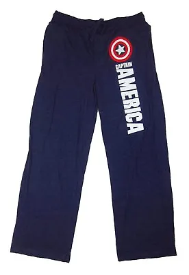 Mens Womens NEW Marvel Captain America Heather Blue Pajama Lounge Pants Sz S-XL • $19.99